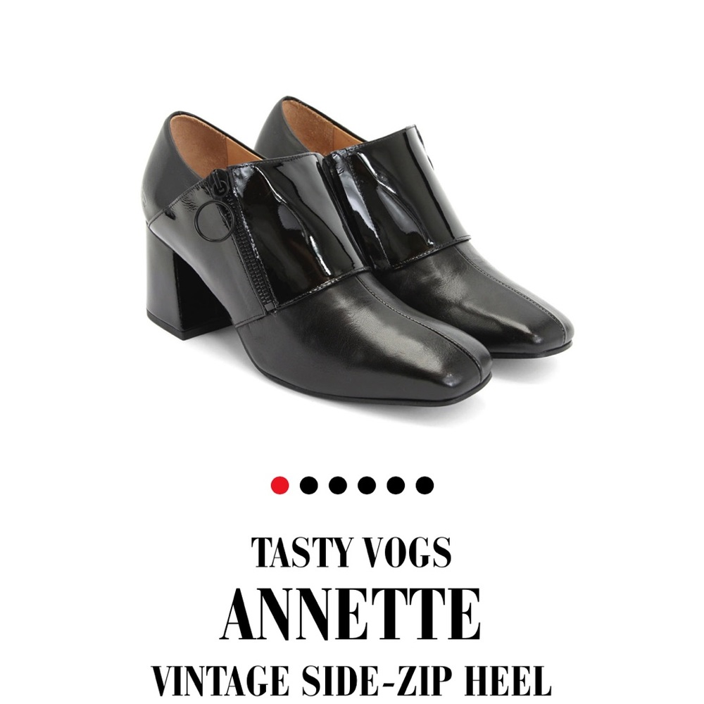 John Fluevog Tasty Vogs Annette Vintage Side Zip Black Heels 8